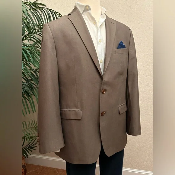 LAUREN RALPH LAUREN BLAZER SIZE 44 TAUPE BROWN SPORT COAT SUIT JACKET